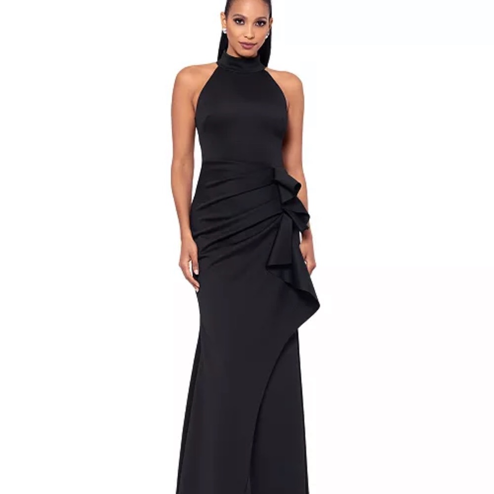 XSCAPE Ruffled Sleeveless Scuba Fit & Flare Dress